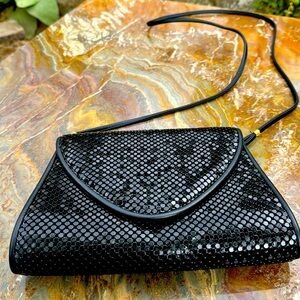 Whiting and Davis black crossbody bag 80s